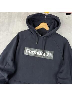Formula 1 Hoodie Black F1 Logo Camo Print Pullover Men XL Streetwear Racing Auto